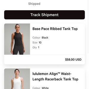 lululemon athletica Black Ribbed Tank Top
